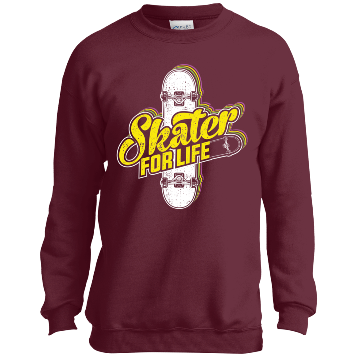 Skater For Life Skateboarding Youth Crewneck Sweatshirt