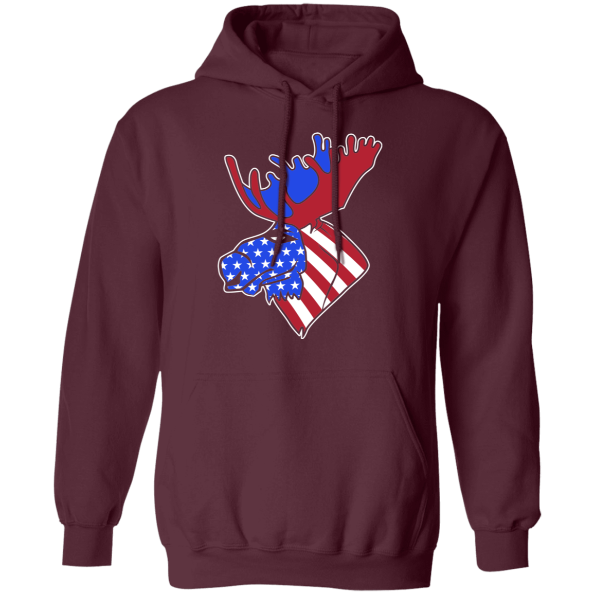 Moose American Flag USA Pullover Hoodie