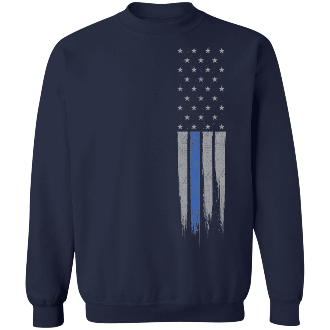 Police Officer Thin Blue Line American Flag Crewneck Sweatshirt