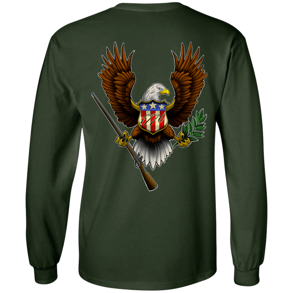 We the People American Bald Eagle 1776 Double Sided Long Sleeve T-Shirt