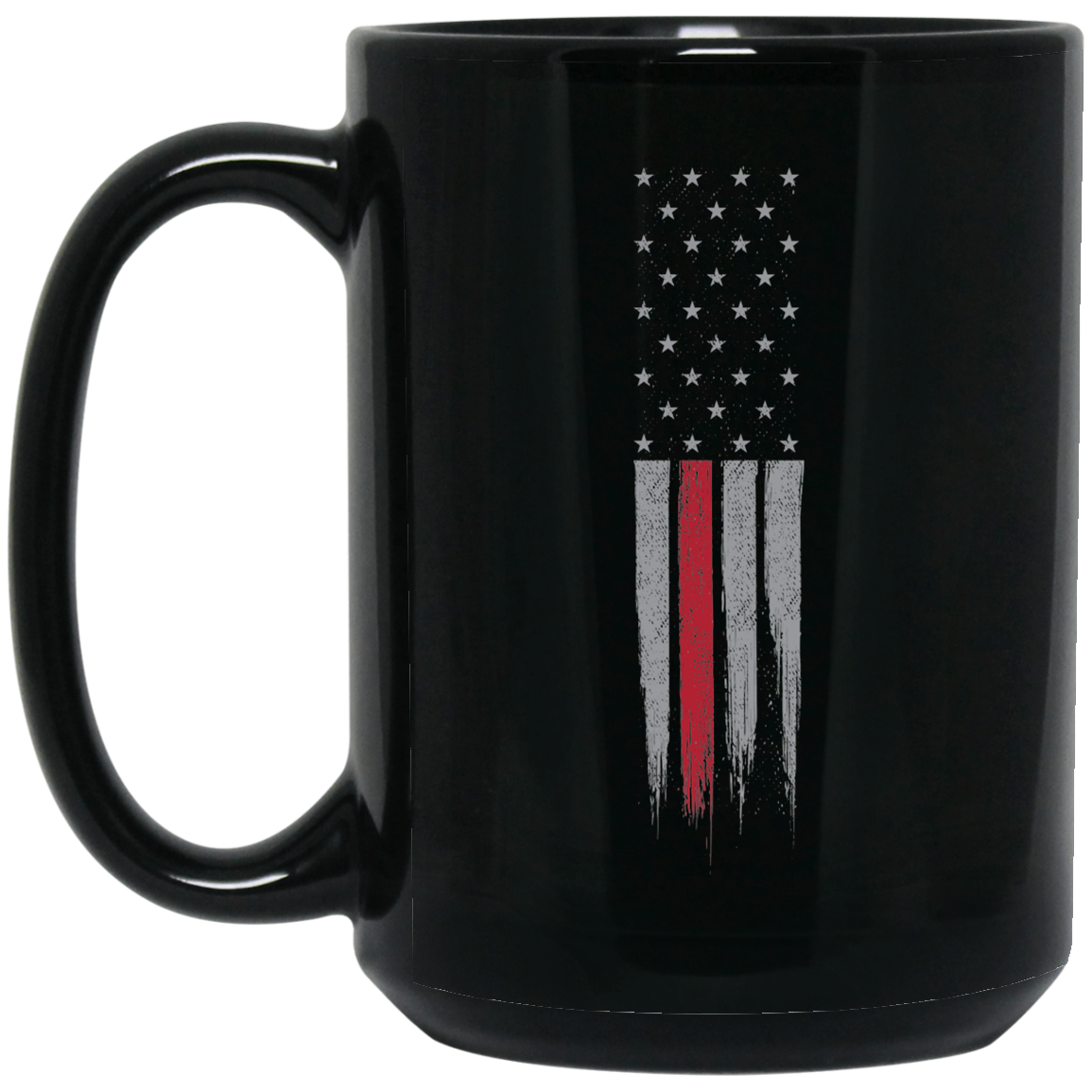 Wheel Spin Addict 15 oz Mug, Firefighter Thin Red Line American Flag Black Mug