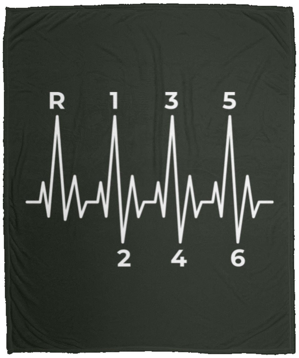 6 Speed Manual Heartbeat Stick Shift Fleece Blanket - 50x60