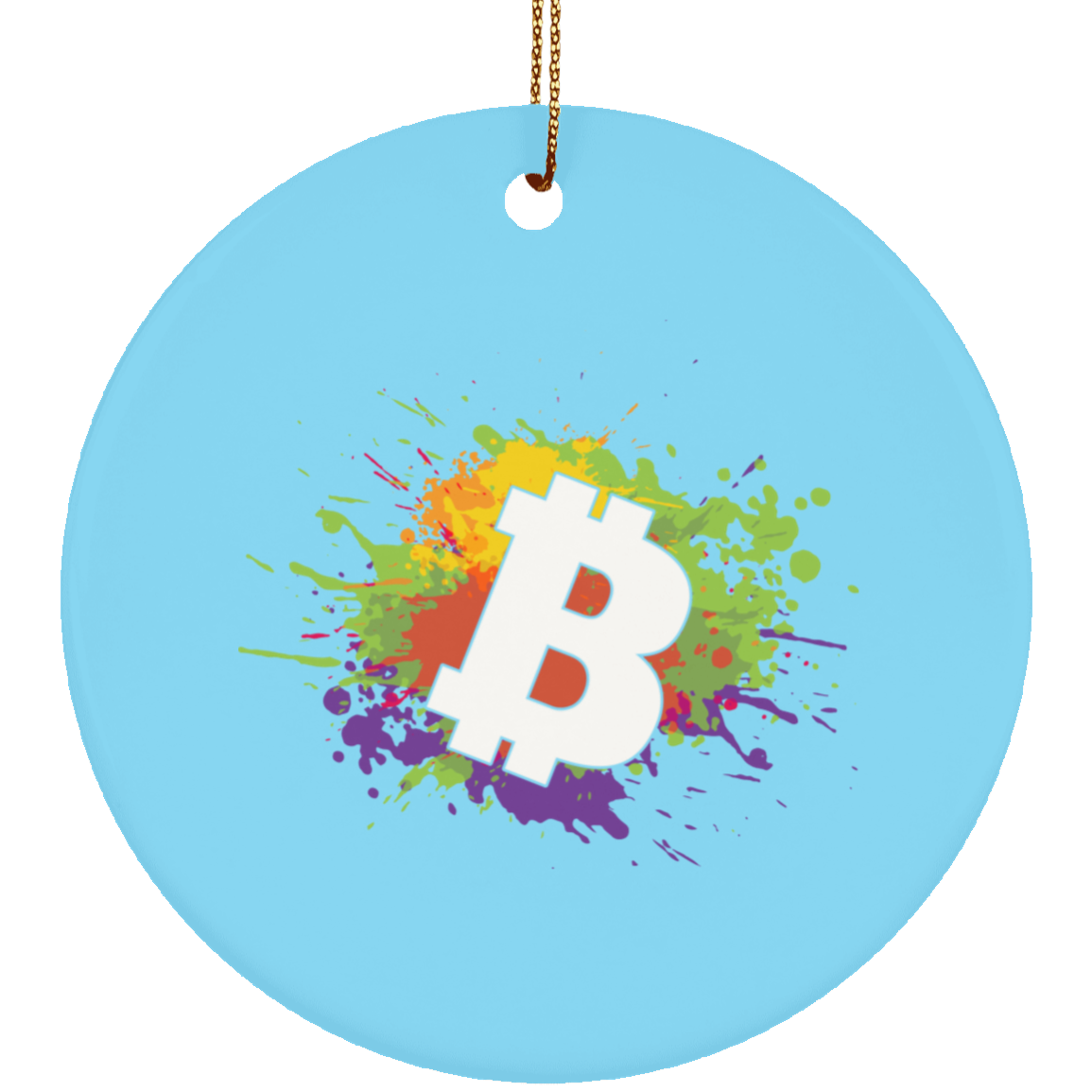 Bitcoin Splatter Paint Christmas Ornament