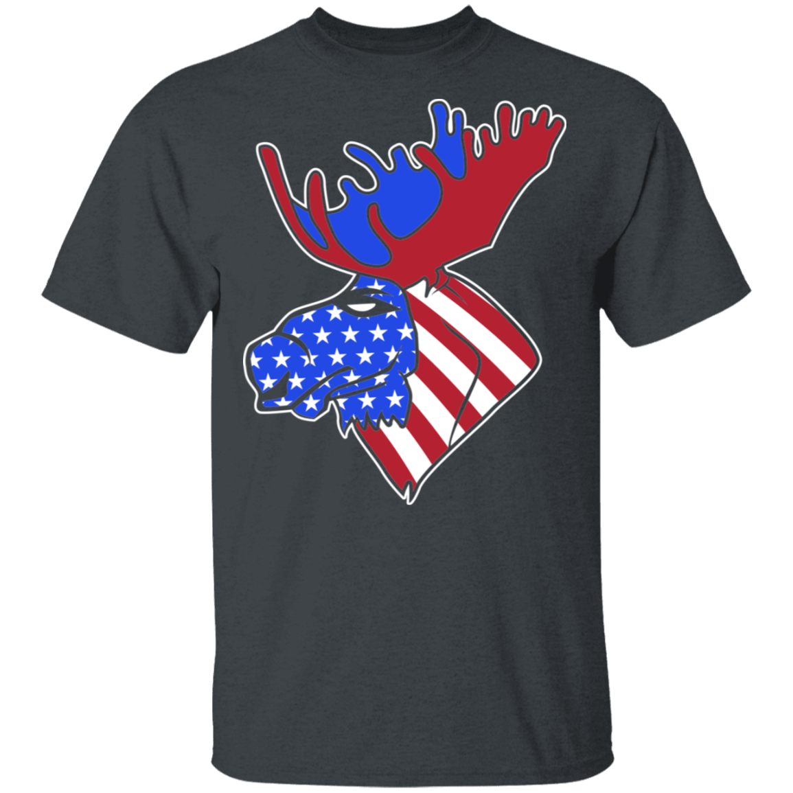 Moose American Flag USA T-Shirt