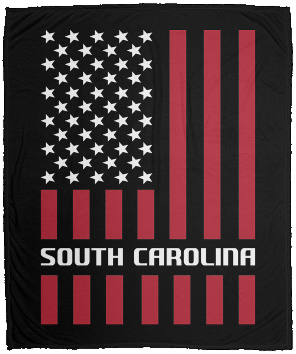 South Carolina American Flag Fleece Blanket - 50x60