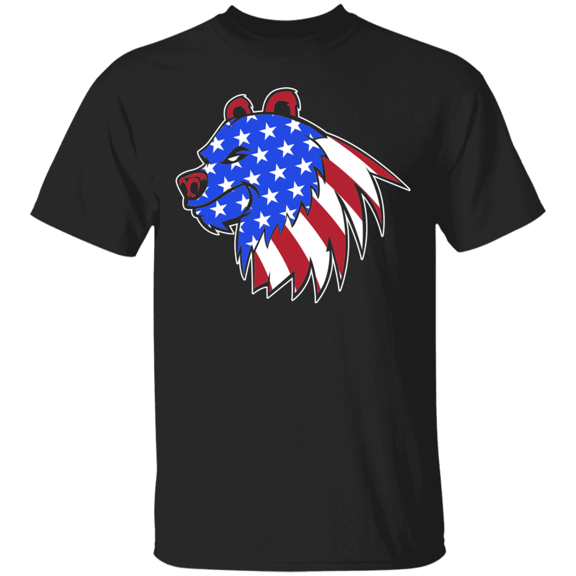 Grizzly North American Bear American Flag USA T-Shirt