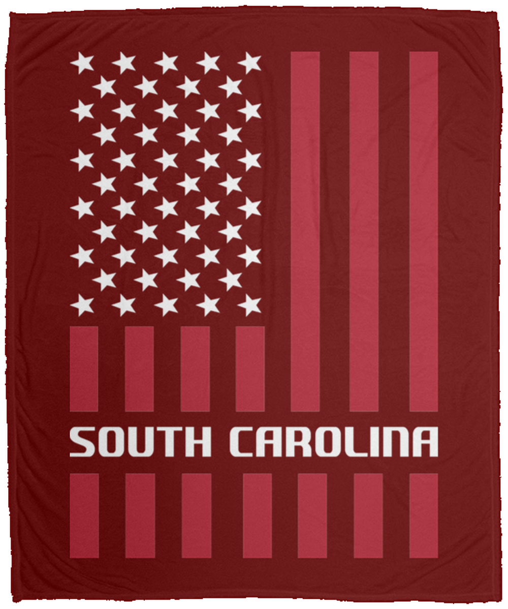 South Carolina American Flag Fleece Blanket - 50x60