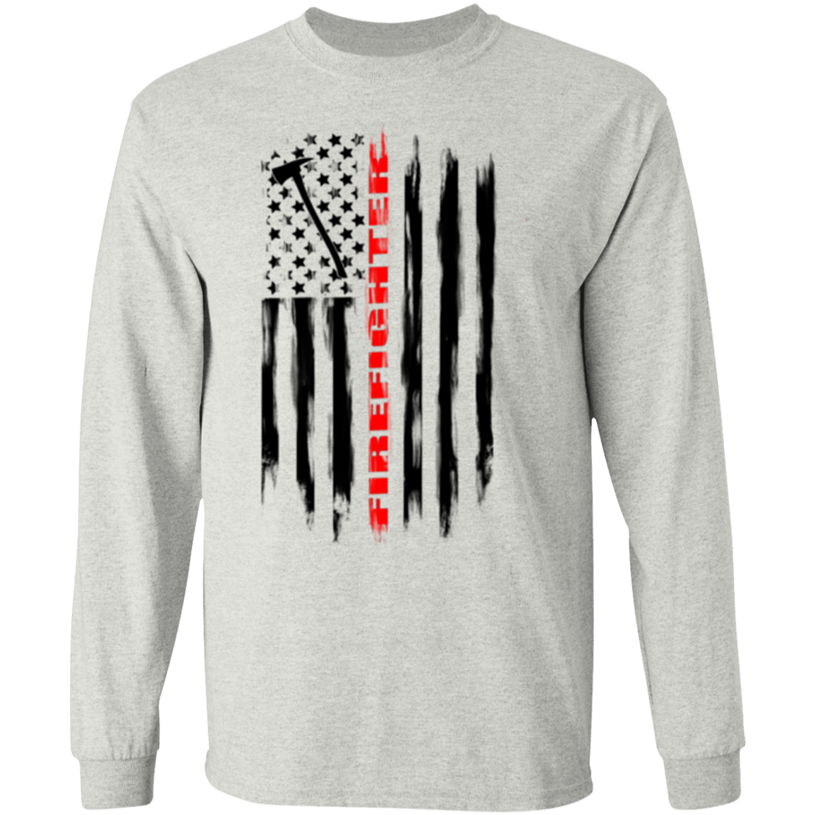 Firefighter Fireman Firewoman Fire Department American Flag Long Sleeve T-Shirt