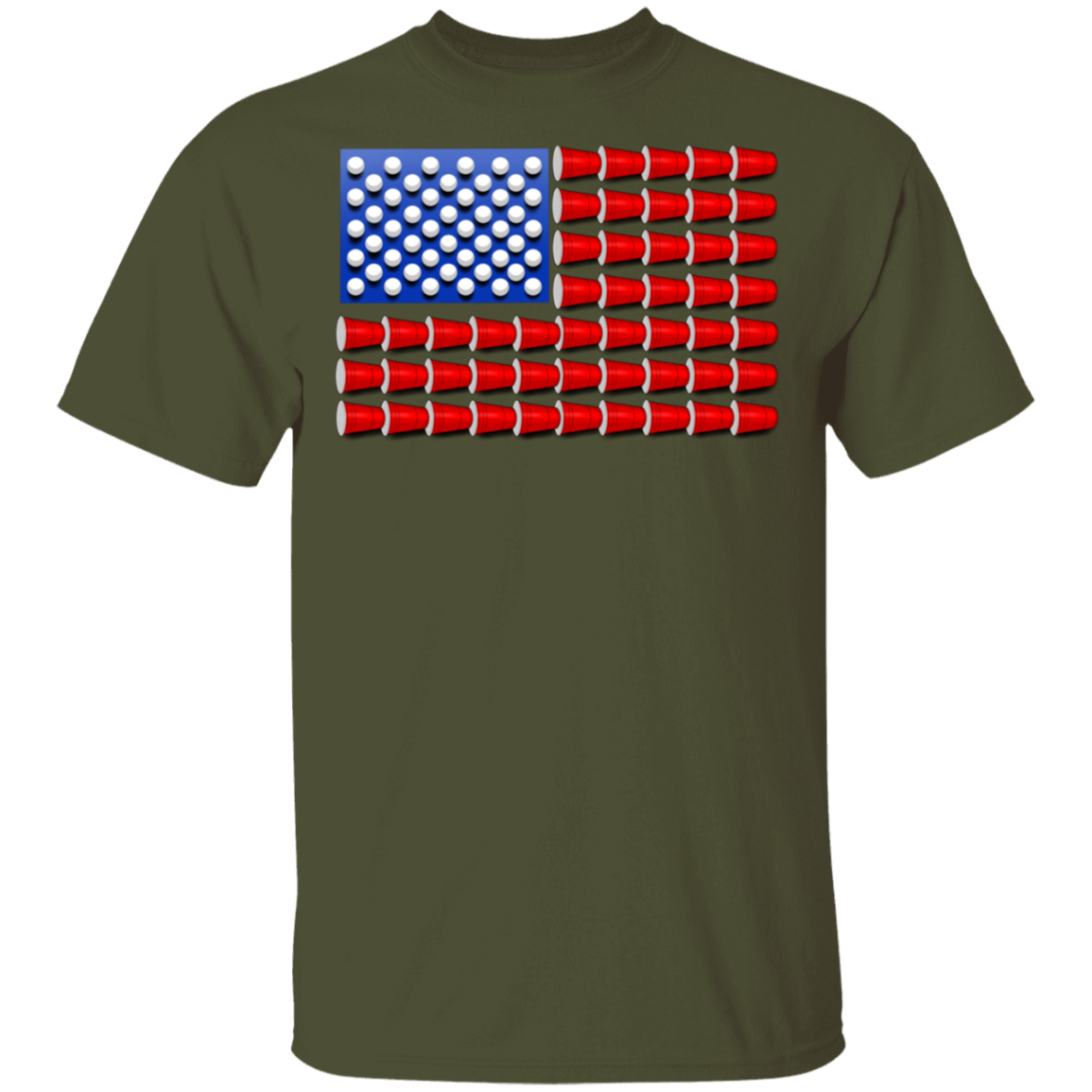 Beer Pong Red Cup American Flag T-Shirt