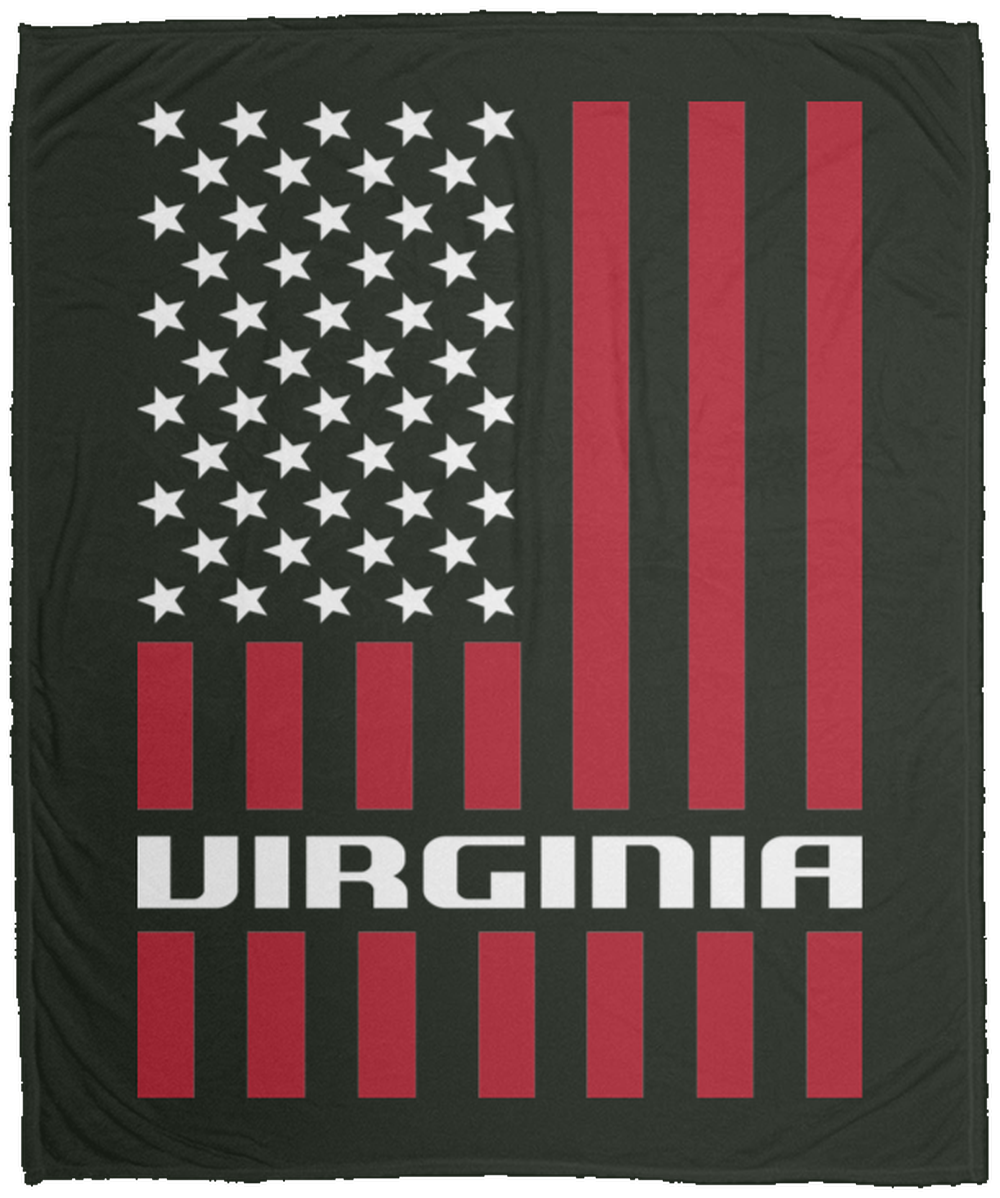 Virginia American Flag Fleece Blanket - 50x60