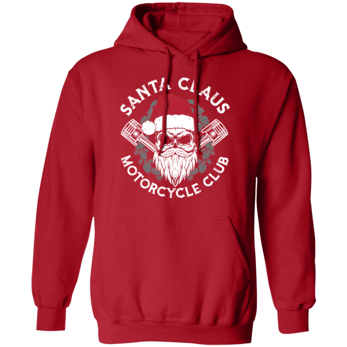 Santa Claus Motorcycle Club Piston Skull Motorcycle Pullover Hoodie