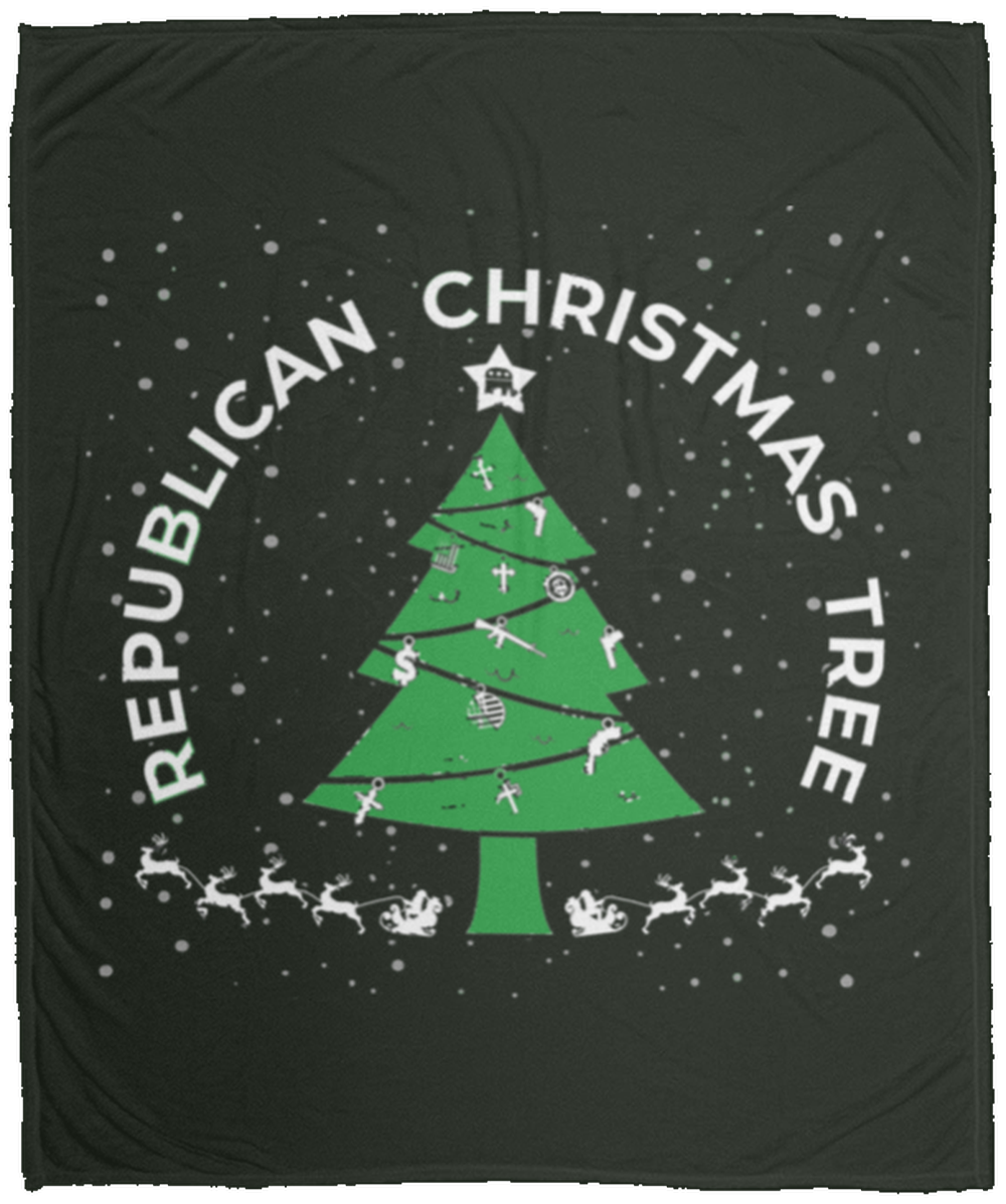 Republican Christmas Tree God Guns Money Fleece Blanket - 50x60
