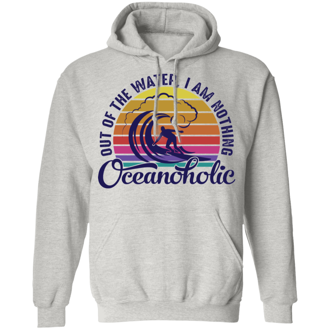 Oceanholic Surfing Beach Ocean Pullover Hoodie