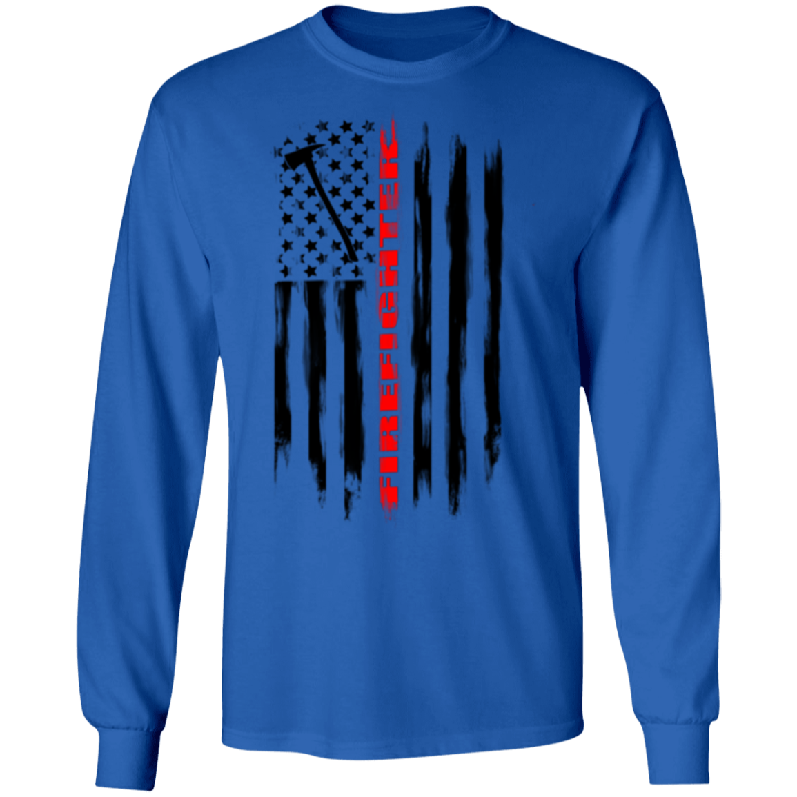 Firefighter Fireman Firewoman Fire Department American Flag Long Sleeve T-Shirt