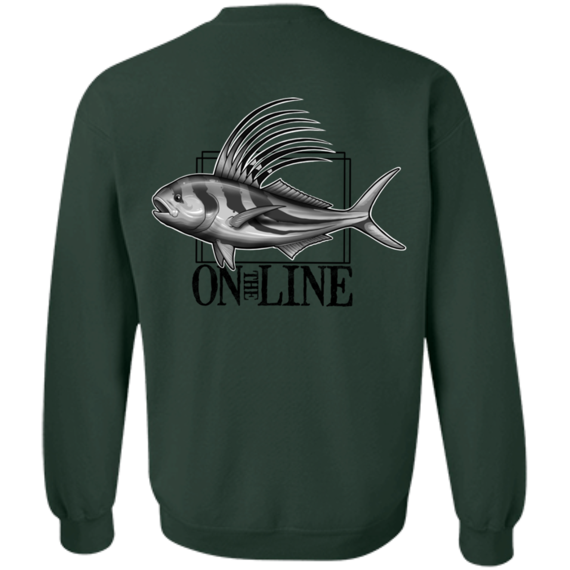 Rooster Fish On The Line Saltwater Double Sided Crewneck Sweatshirt