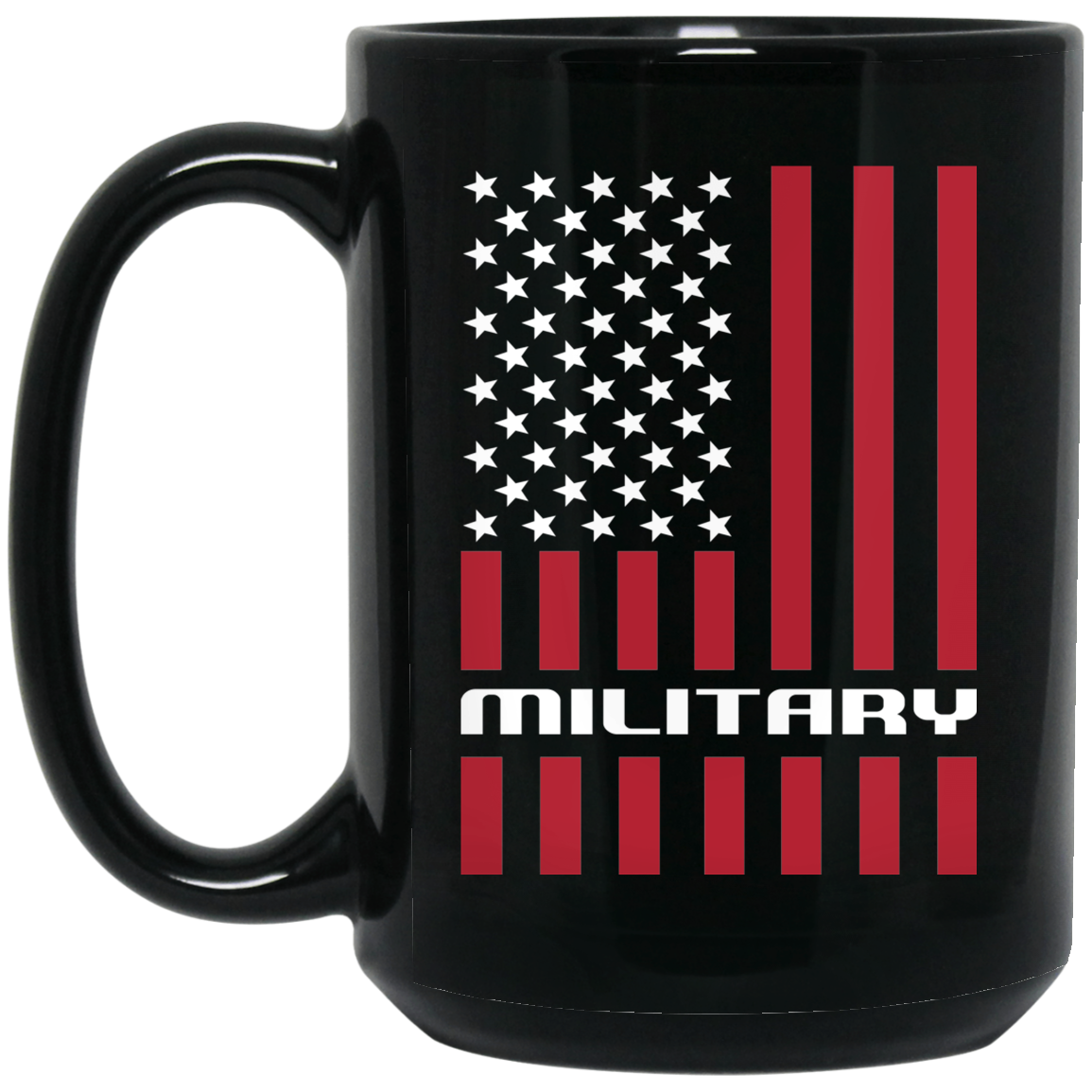 Wheel Spin Addict 15 oz Mug, Military American Flag Black Mug
