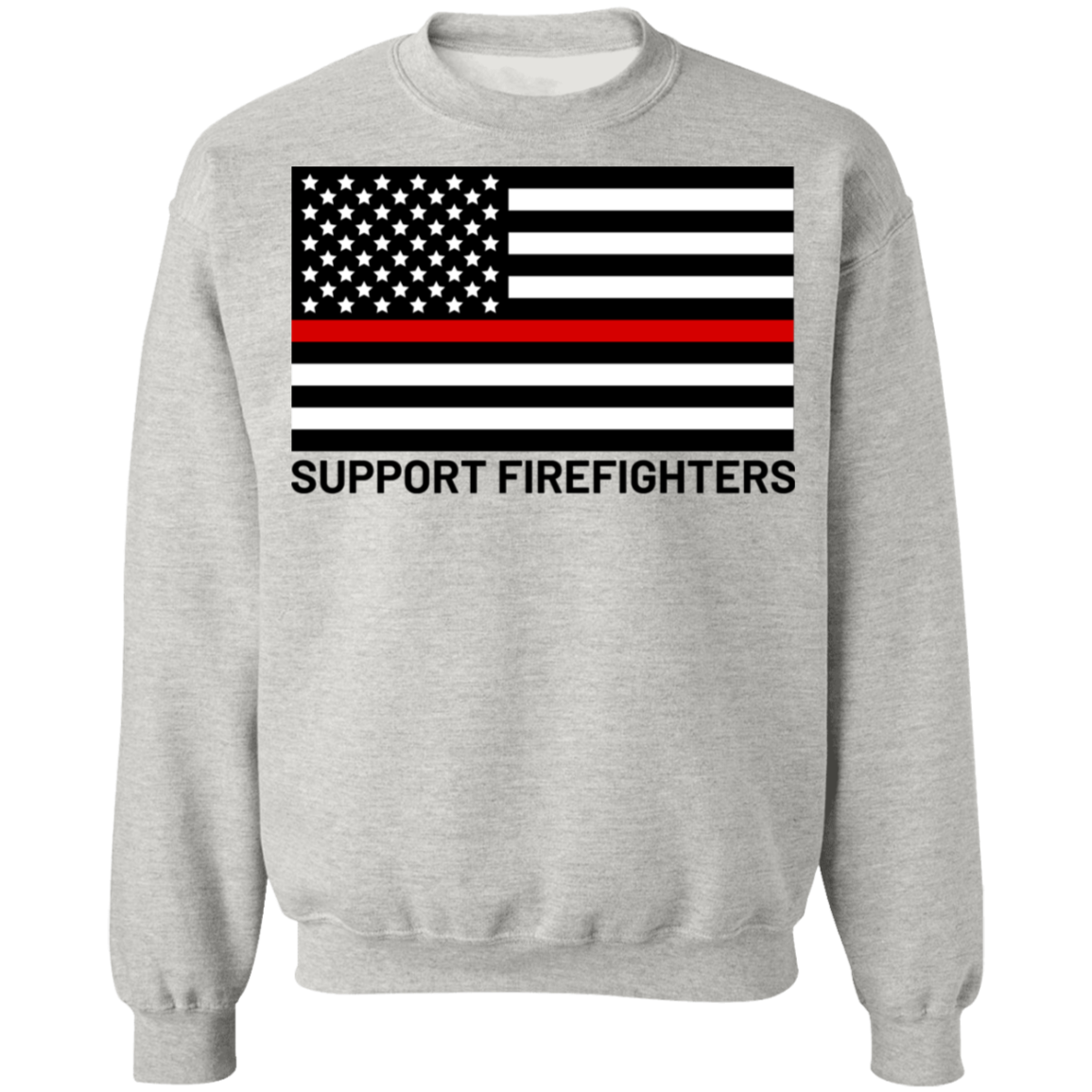 Support Firefighters Red Line American Flag Crewneck Sweatshirt