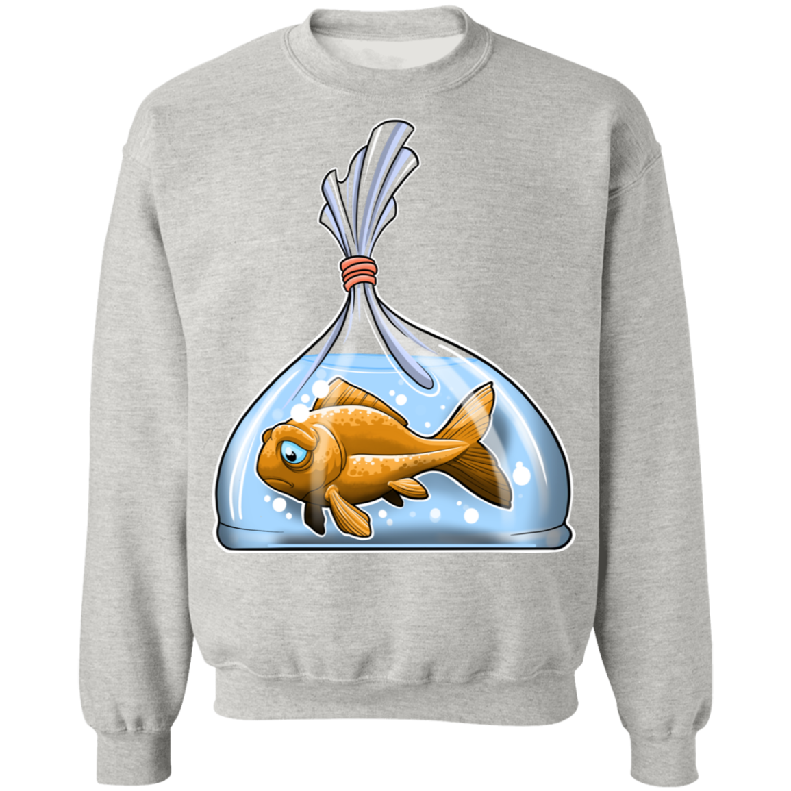 Sad Goldfish in a Bag Crewneck Pullover Sweatshirt