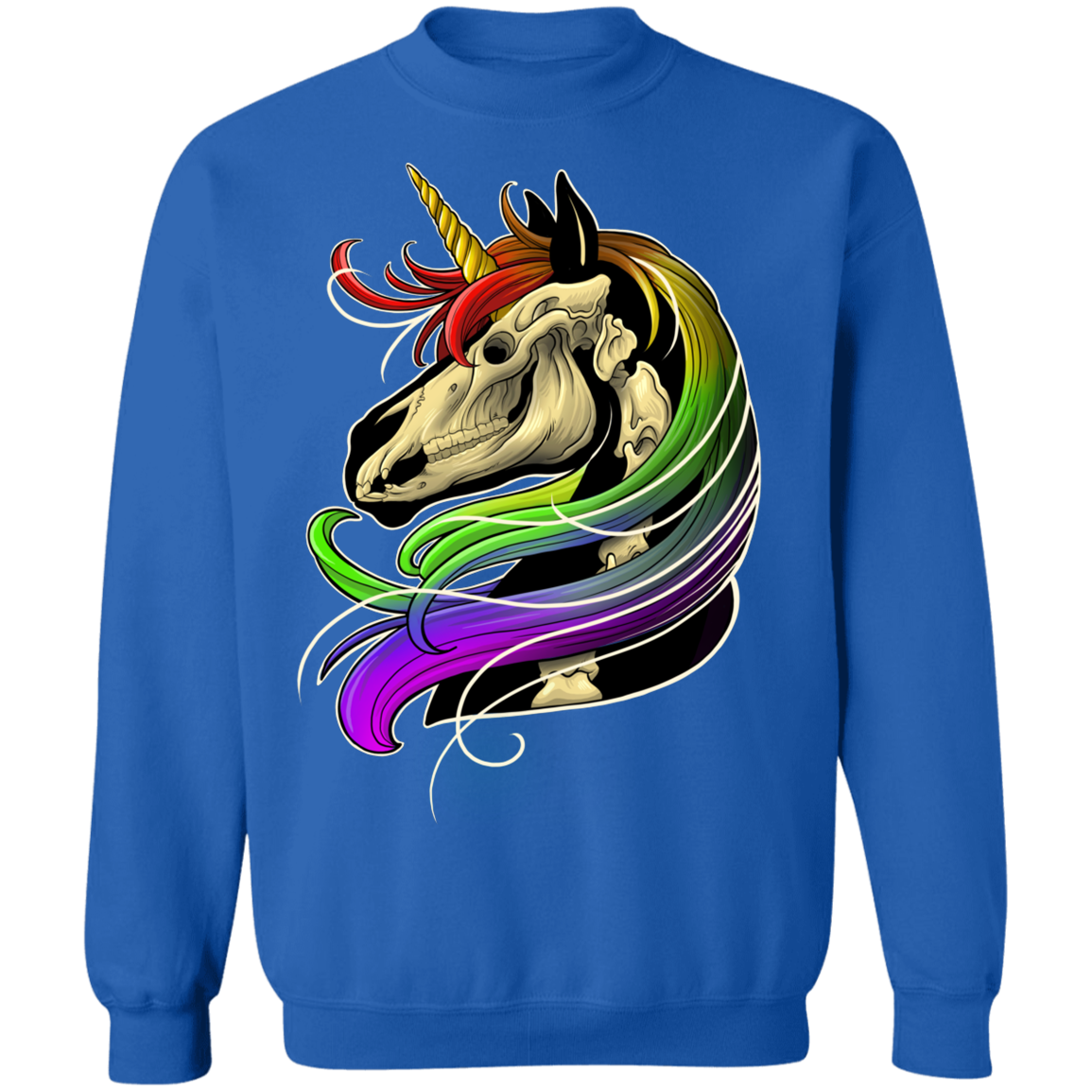 Rainbow Skeleton Unicorn Crewneck Pullover Sweatshirt