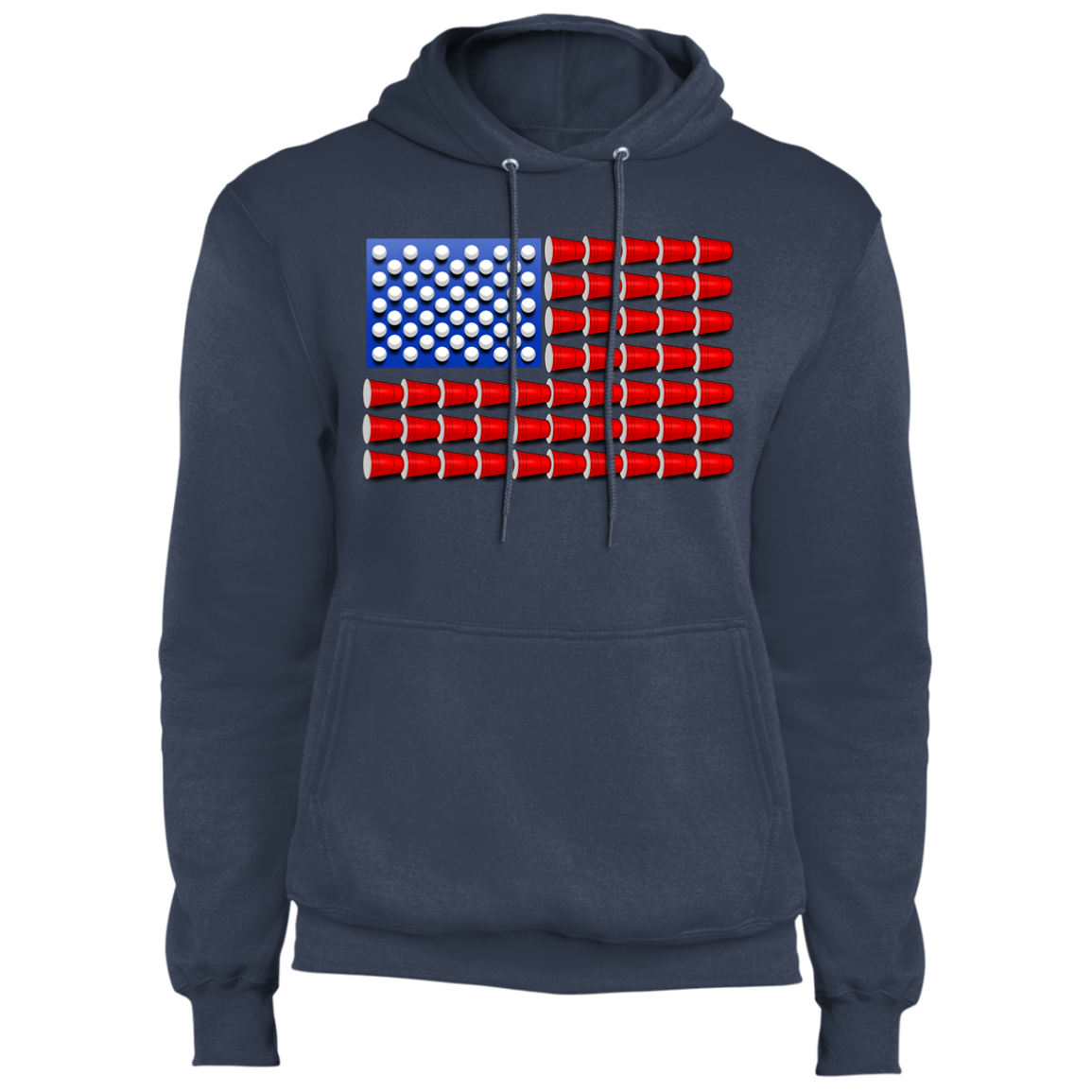Beer Pong Red Cup American Flag Pullover Hoodie