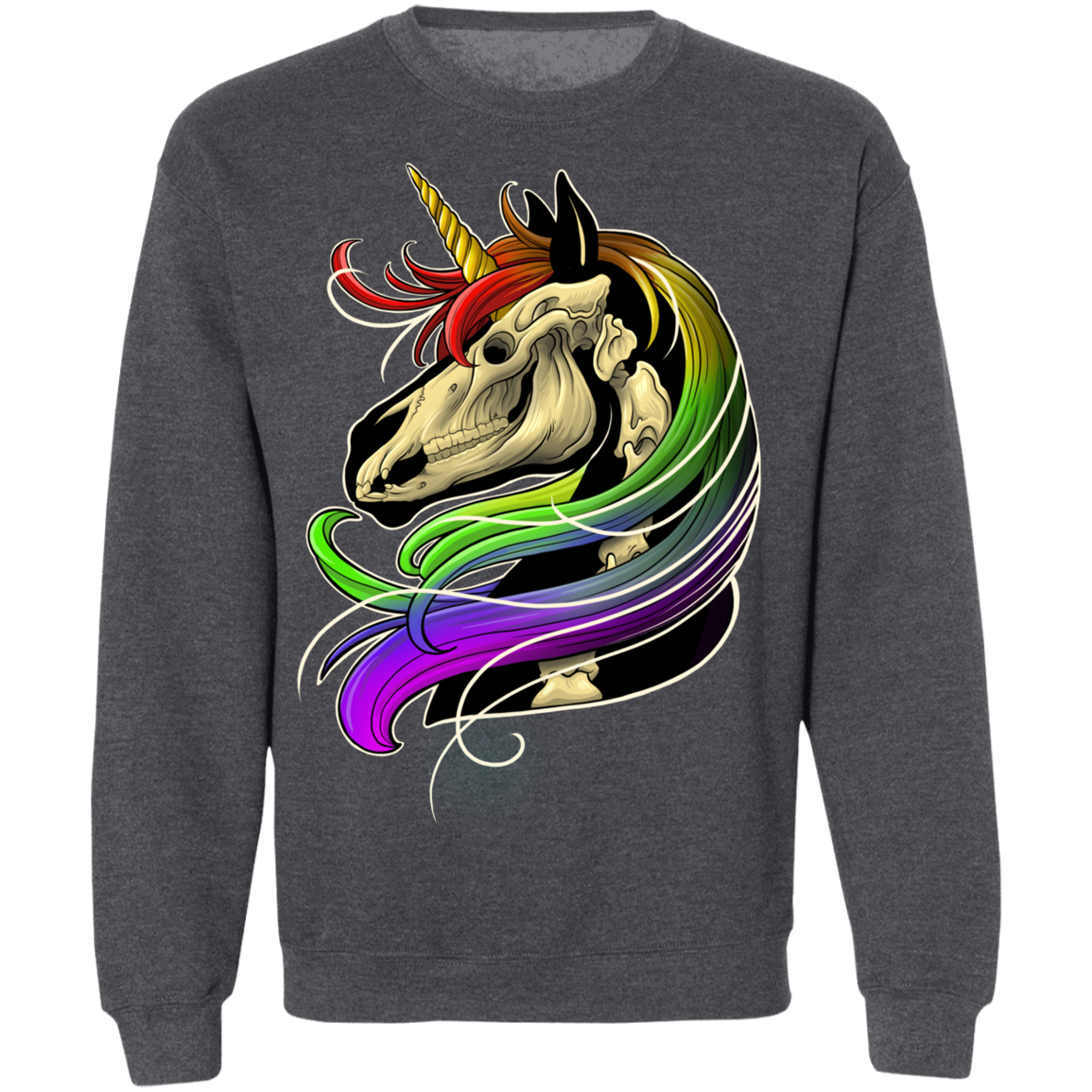 Rainbow Skeleton Unicorn Crewneck Pullover Sweatshirt
