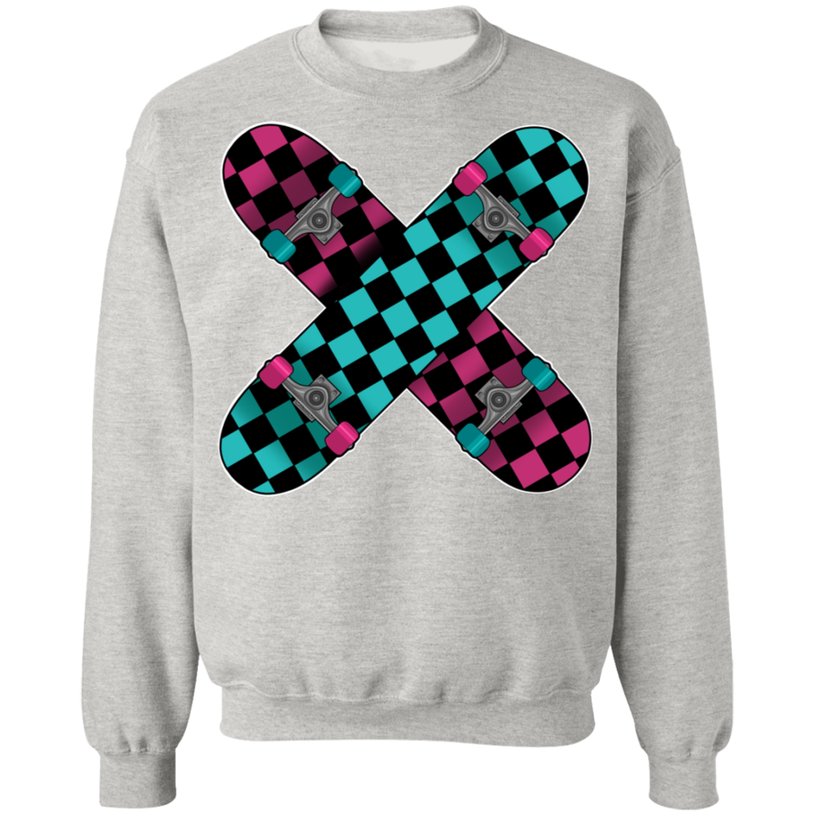 Retro 80's Checkered Skateboards Skateboarding Crewneck Sweatshirt