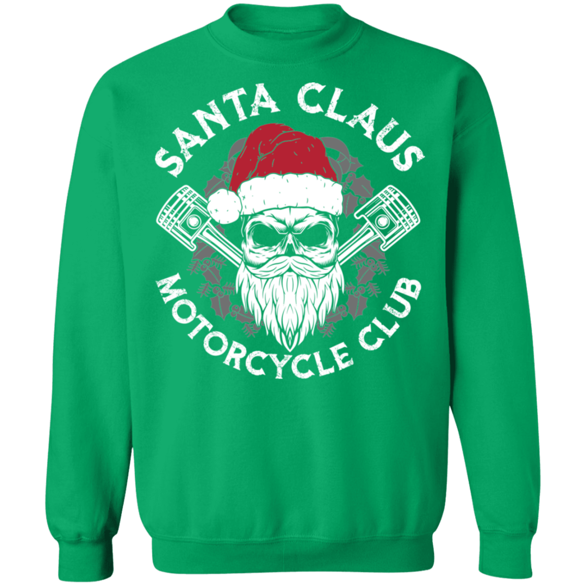 Santa Claus Motorcycle Club Piston Skull Motorcycle Crewneck Sweatshirt