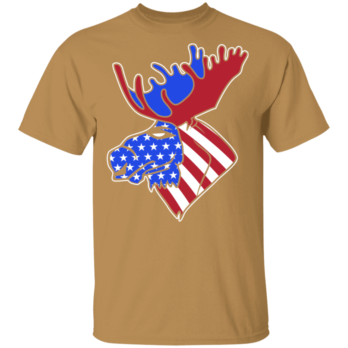 Moose American Flag USA T-Shirt