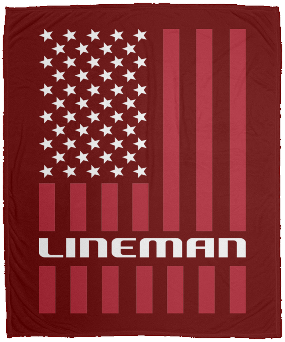 Lineman American Flag Fleece Blanket - 50x60