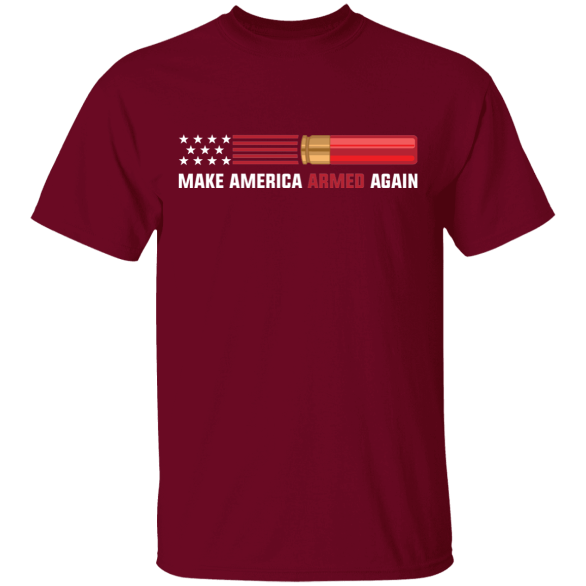12 Gauge Make American Armed Again Bullet American Flag USA T-Shirt