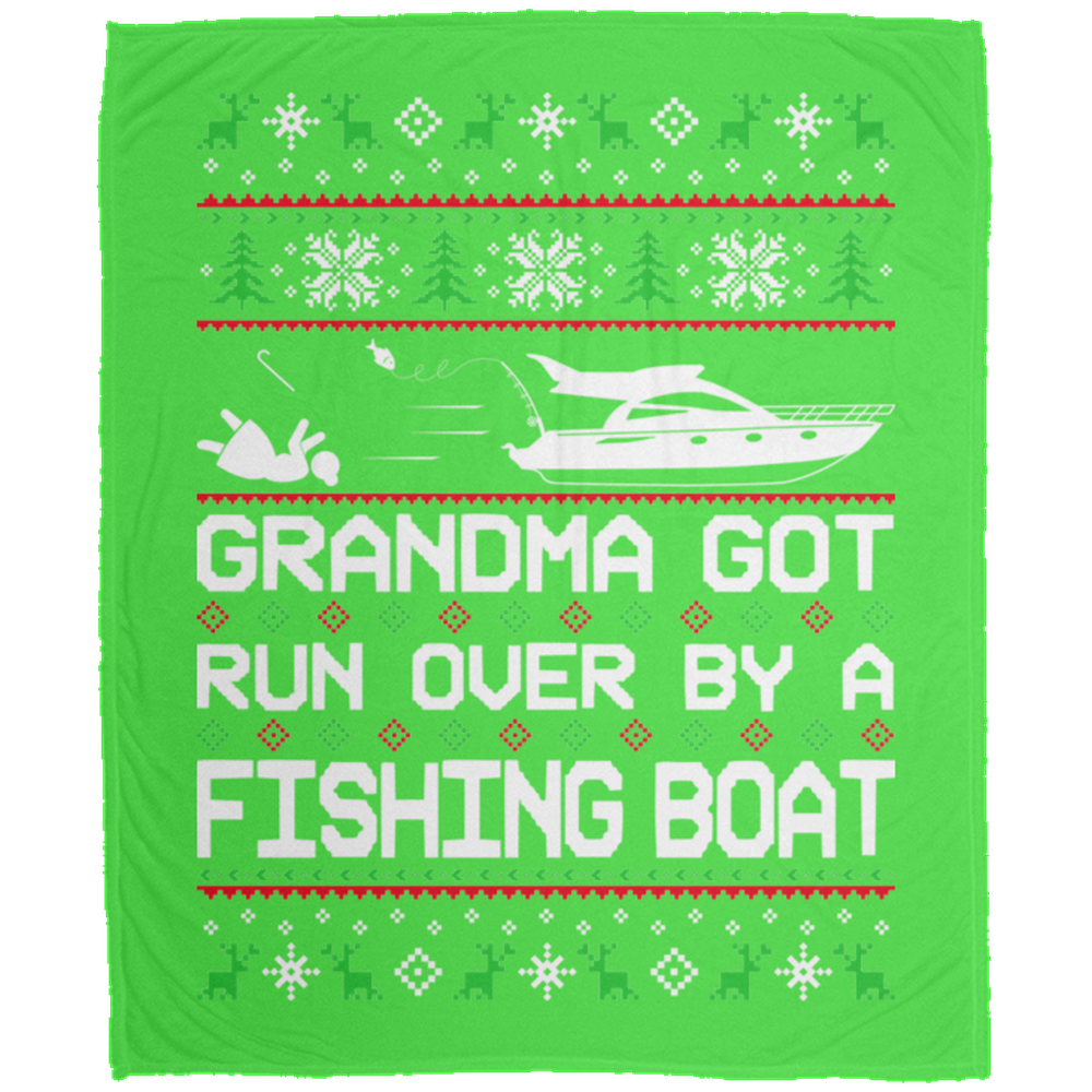 Wheel Spin Addict Christmas Fishing Boat Fleece Blanket - 50x60
