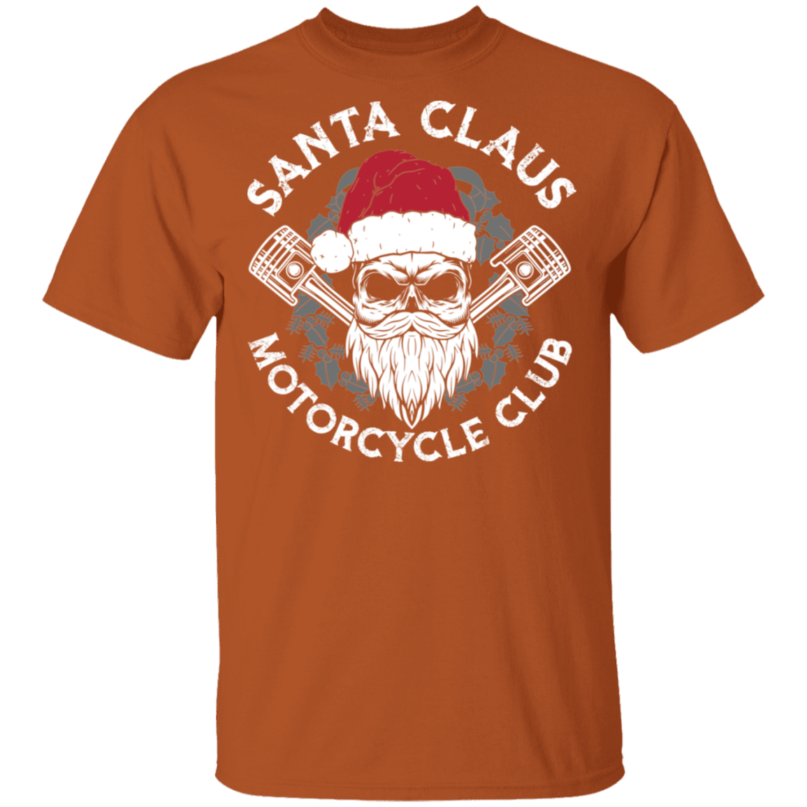 Santa Claus Motorcycle Club Piston Skull Motorcycle T-Shirt