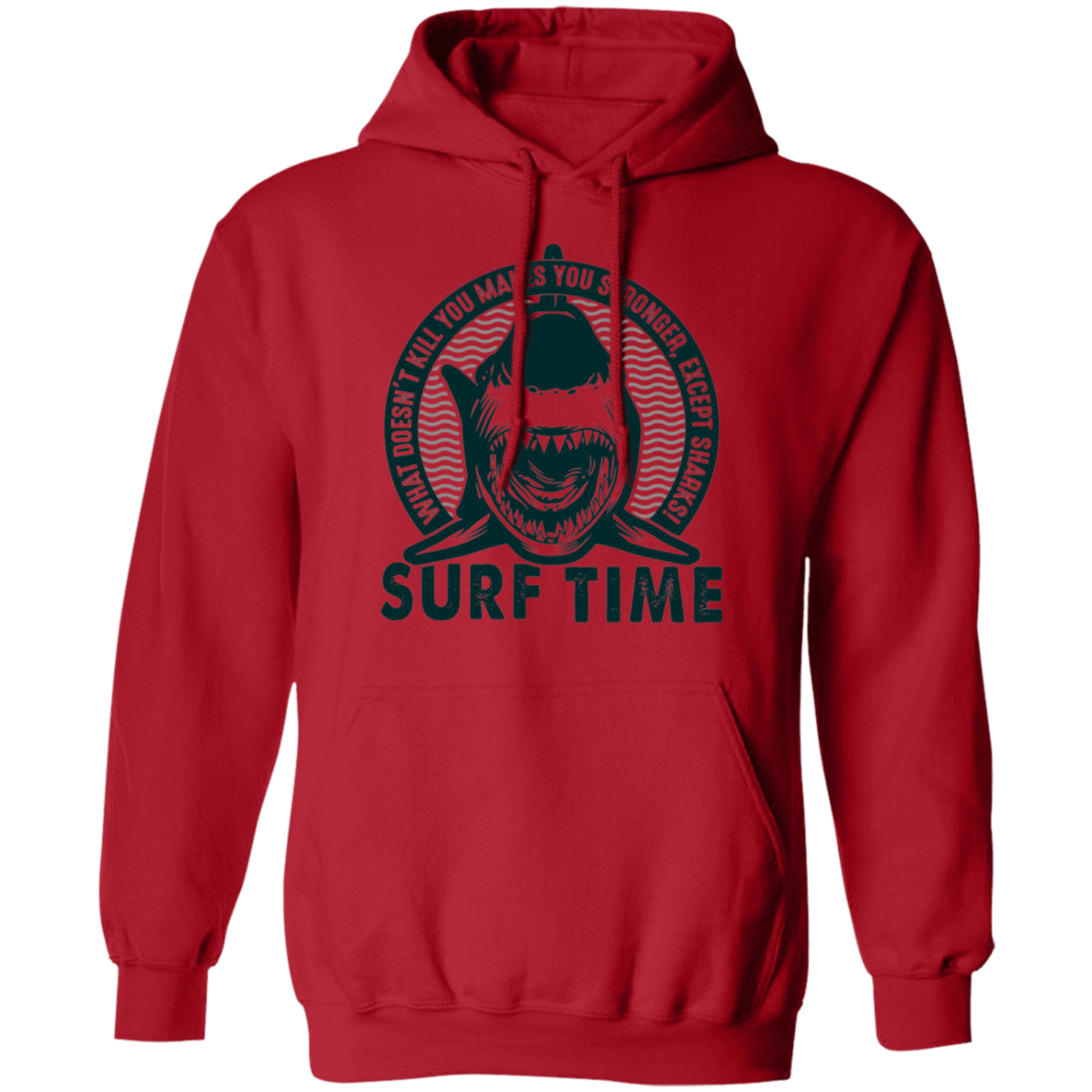 Surf Time Surfing Funny Shark Pullover Hoodie