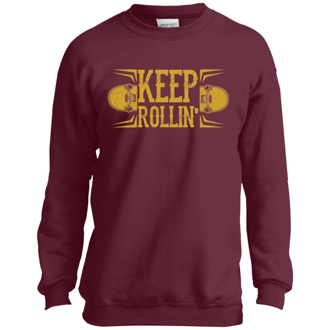 Keep Rolling Skateboarding Skateboarder Youth Crewneck Sweatshirt