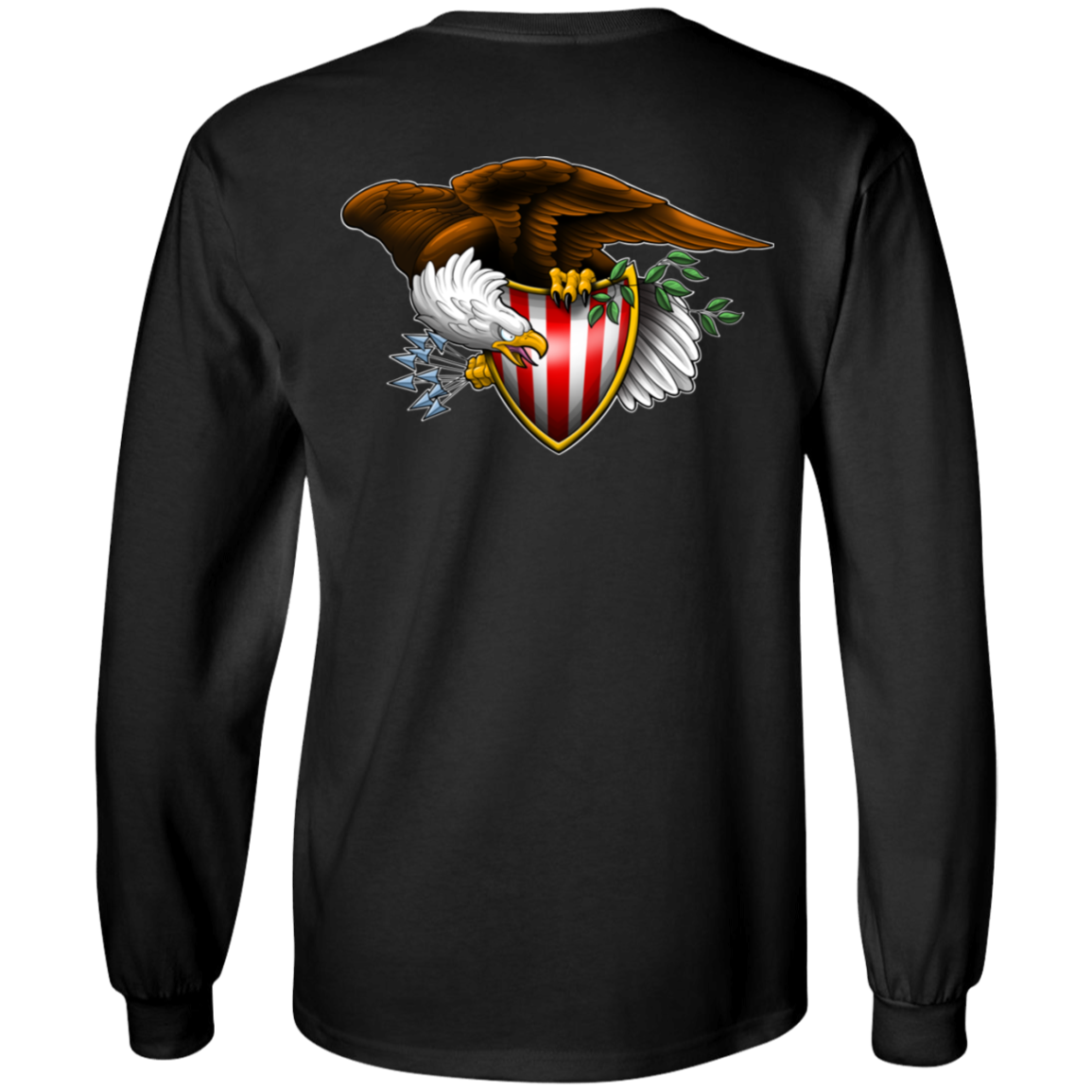 Patriot American Bald Eagle Double Sided Long Sleeve T-Shirt