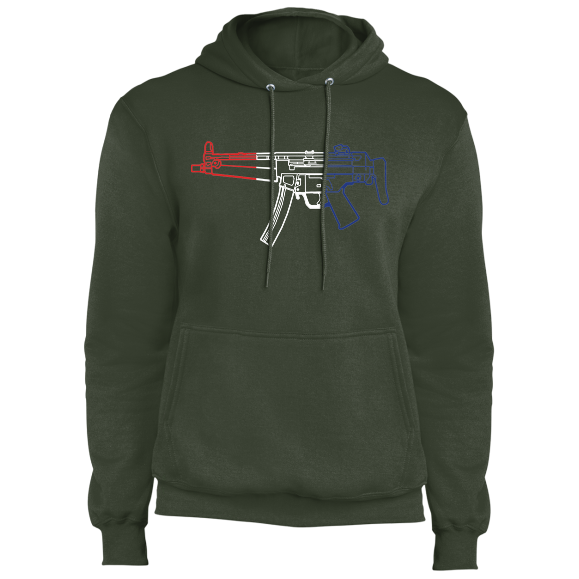 MP5 Firearm Rifle Red White Blue Pullover Hoodie