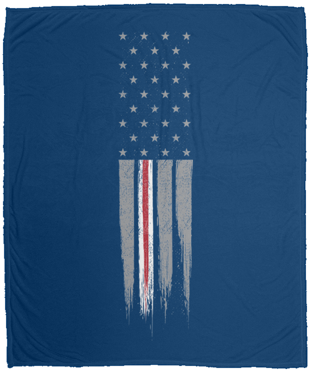 Nurse Medical Thin Line American Flag Fleece Blanket - 50x60