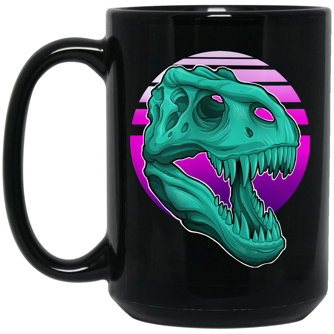 80s Classic Dinasour Skull 15 oz. Black Coffee Mug