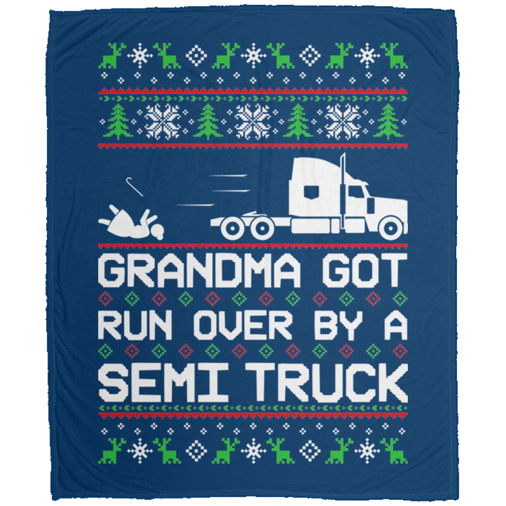 Wheel Spin Addict Christmas Semi Truck Fleece Blanket - 50x60