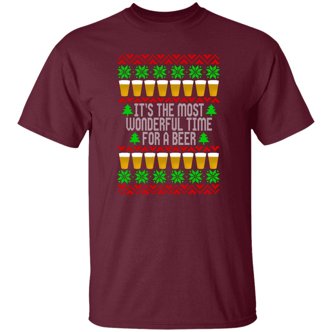 It's The Most Wonderful Time For A Beer Funny Christmas T-Shirt