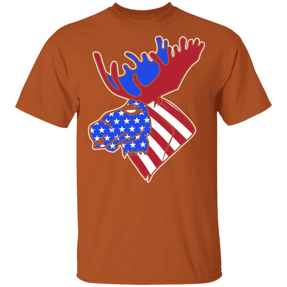Moose American Flag USA T-Shirt