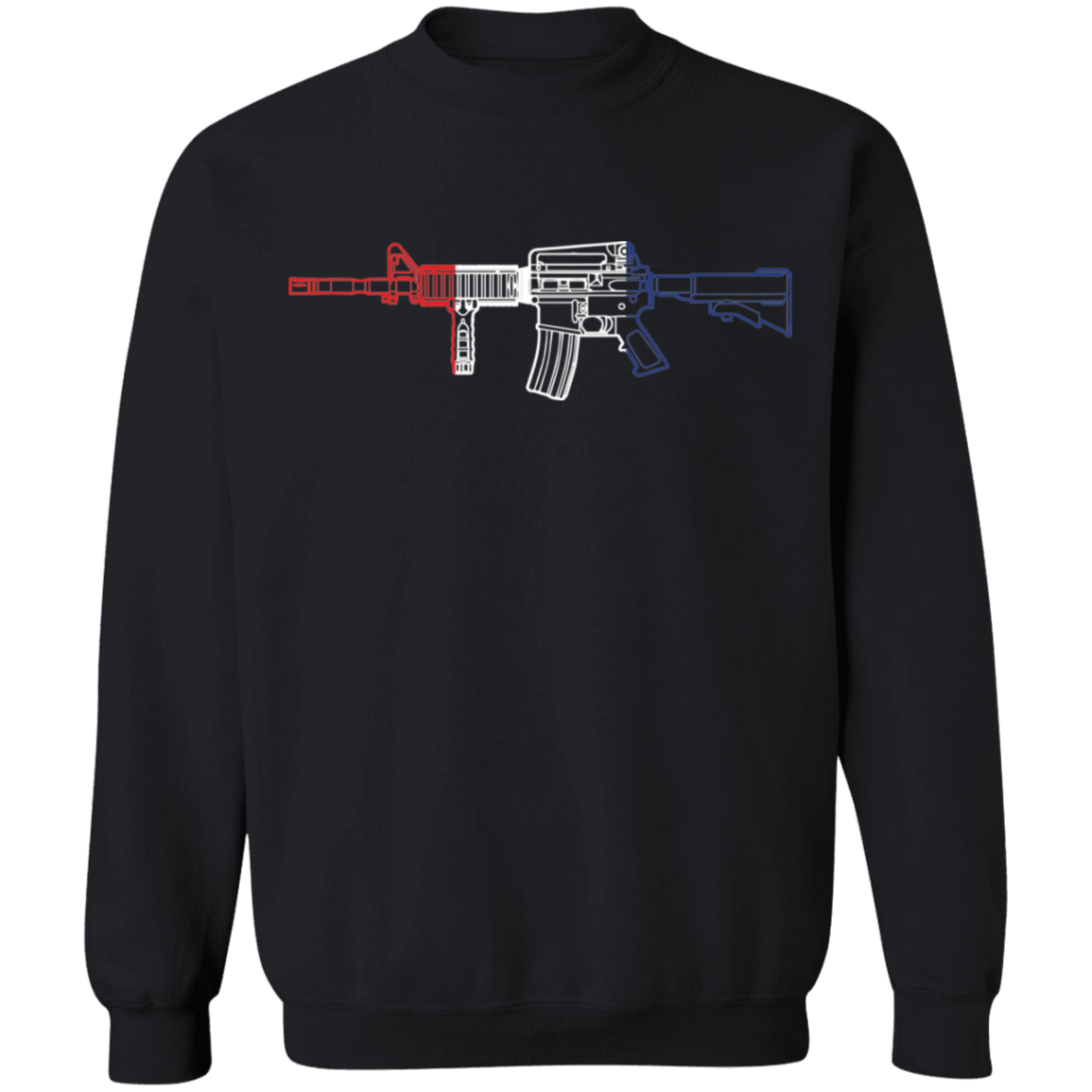 AR-15 Firearm Rifle Red White Blue Crewneck Sweatshirt