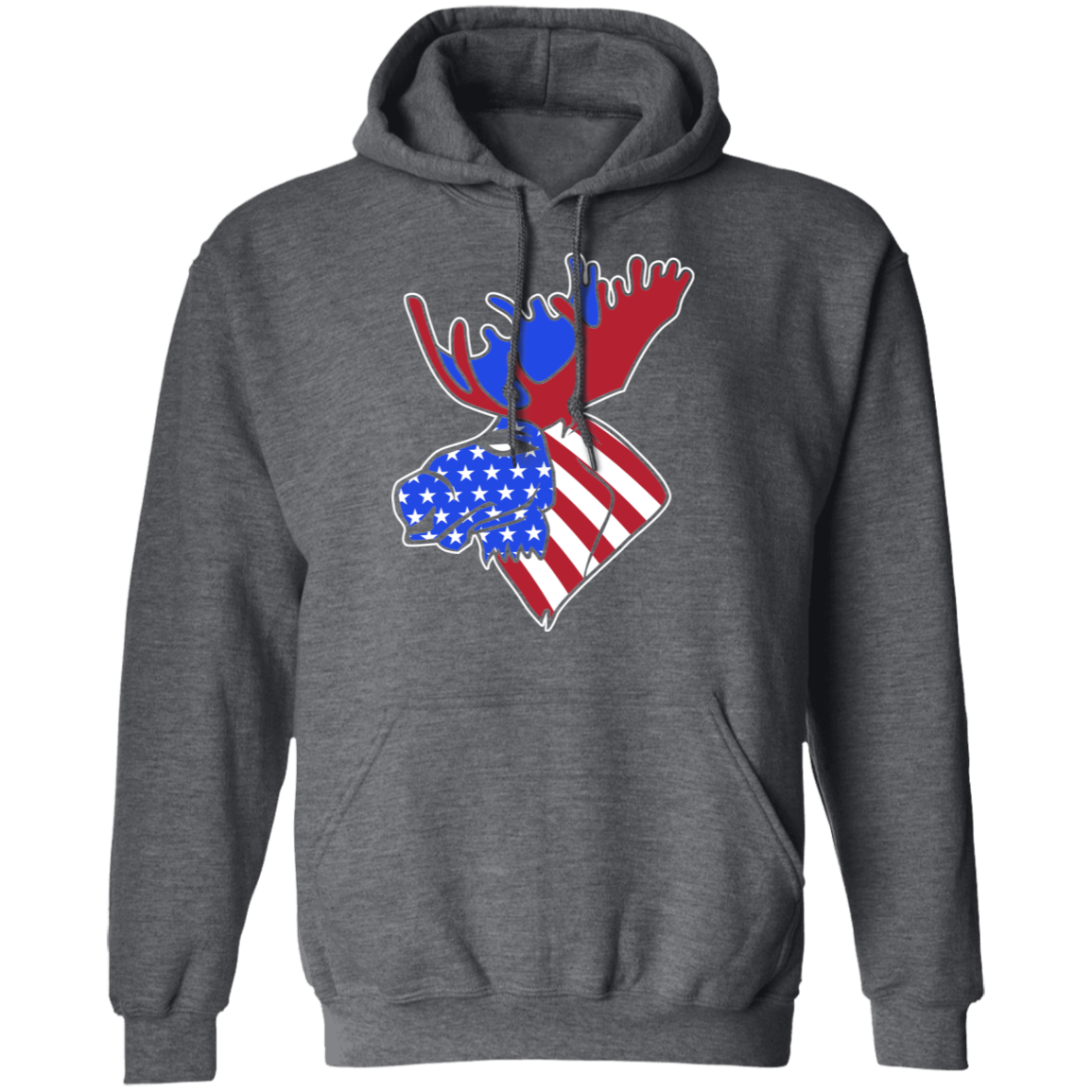 Moose American Flag USA Pullover Hoodie
