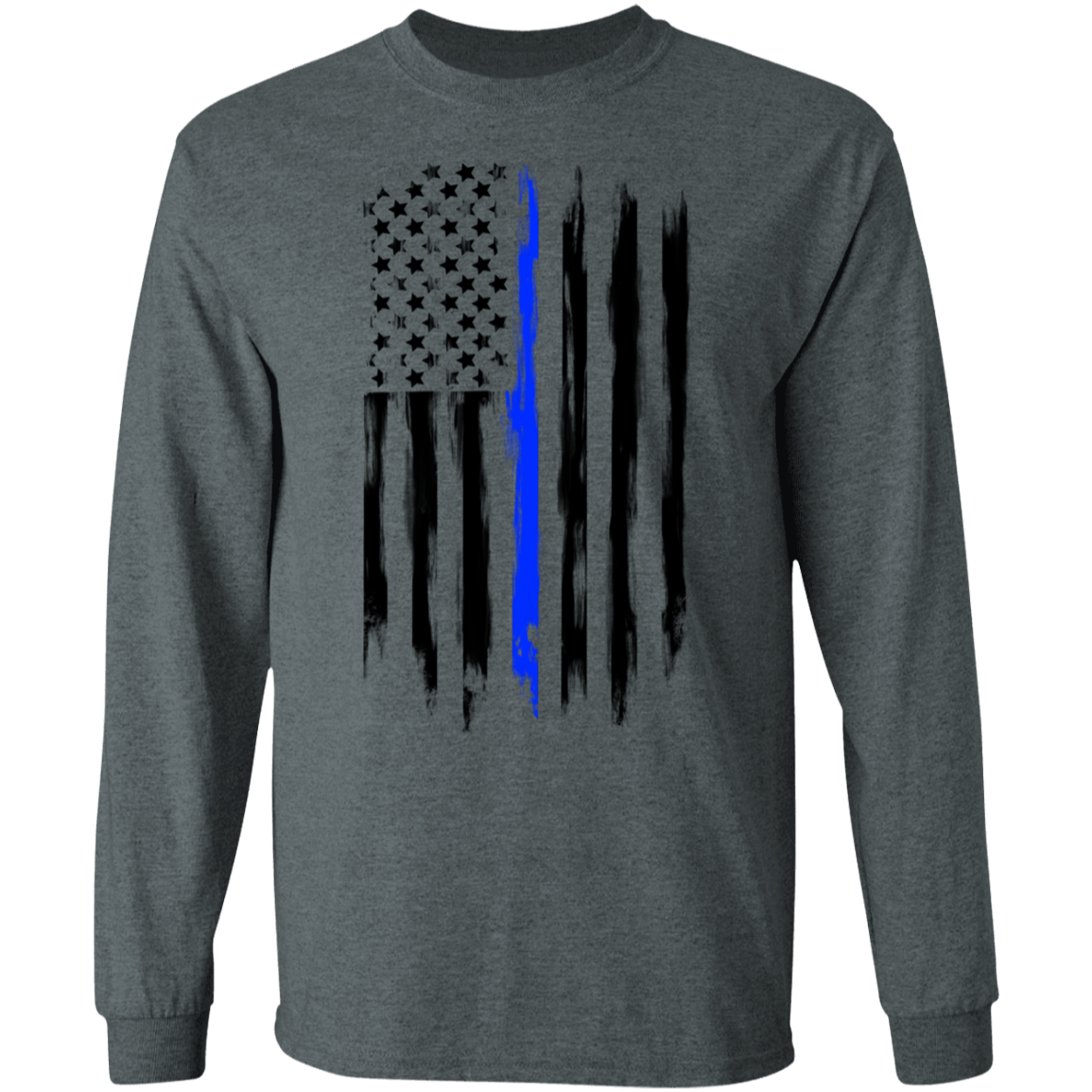 Law Enforcement Thin Blue Line American Flag Long Sleeve T-Shirt