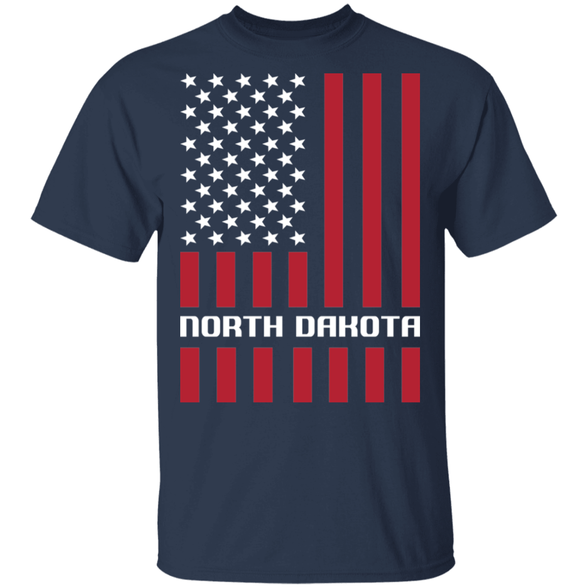 North Dakota ND American Flag USA T-Shirt