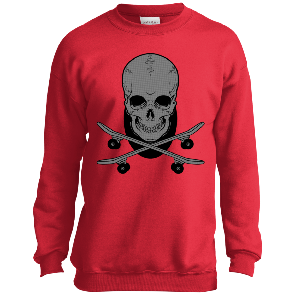 Skateboarding Skull Skateboard Youth Crewneck Sweatshirt