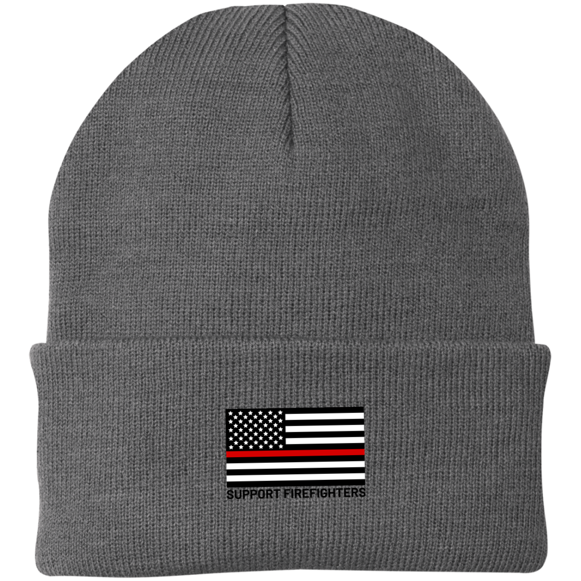 Support Firefighters Red Line American Flag Beanie Cap