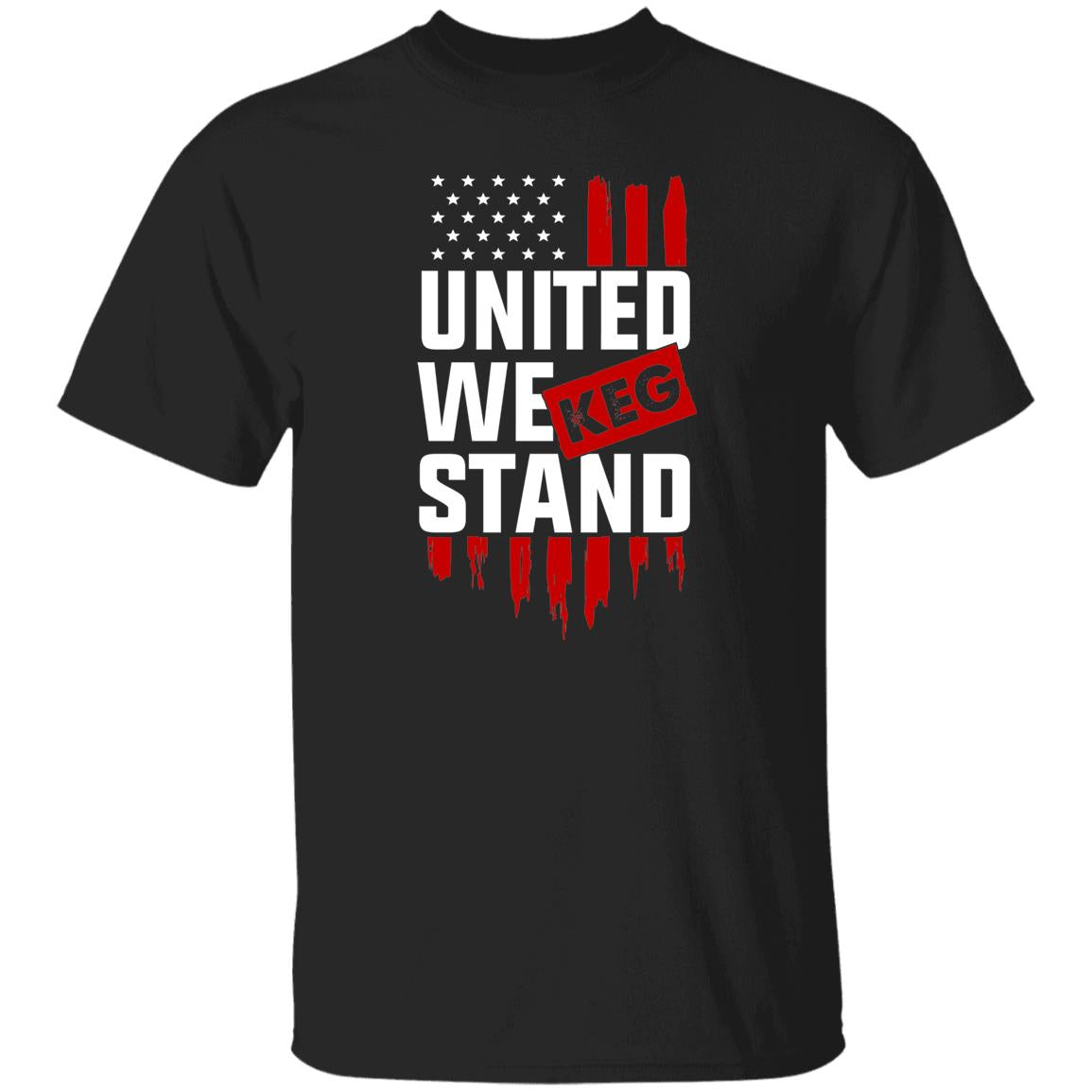 United We Keg Stand Drinking Beer American Flag T-Shirt