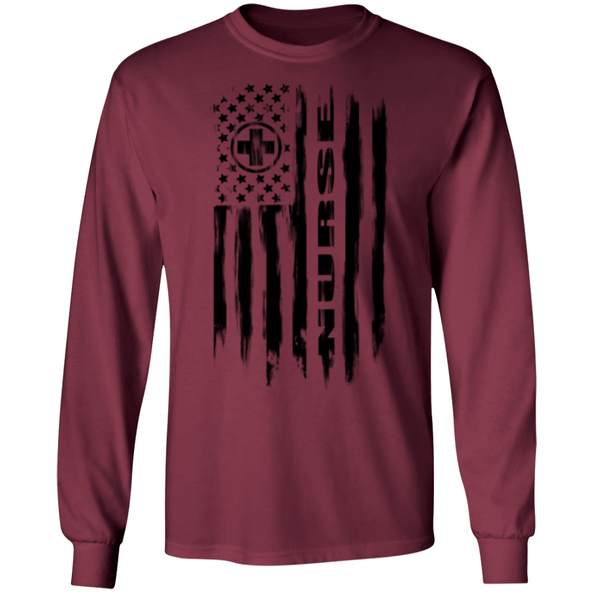 Nurse Hospital RN Nursing Medical American Flag Long Sleeve T-Shirt