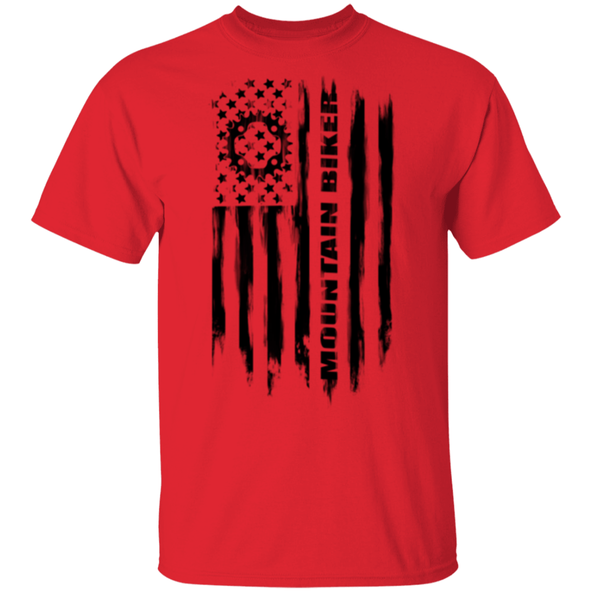 Mountain Biker Biking Cyclist American Flag T-Shirt